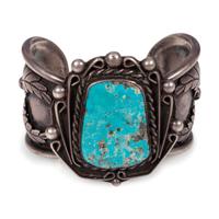 A Navajo Silver and Turquoise Cuff Bracelet