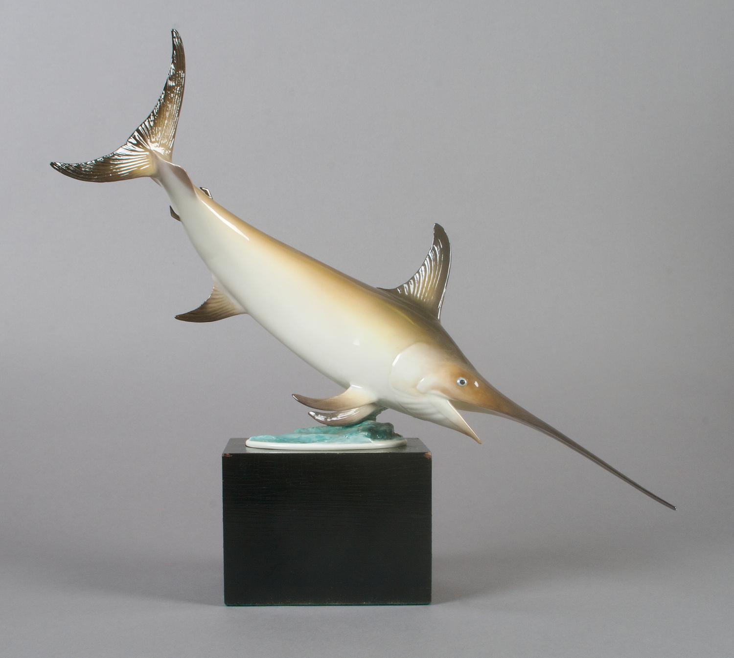 A Royal Worcester Sword Fish, Height 13 1/2 inches. Width 17 inches.