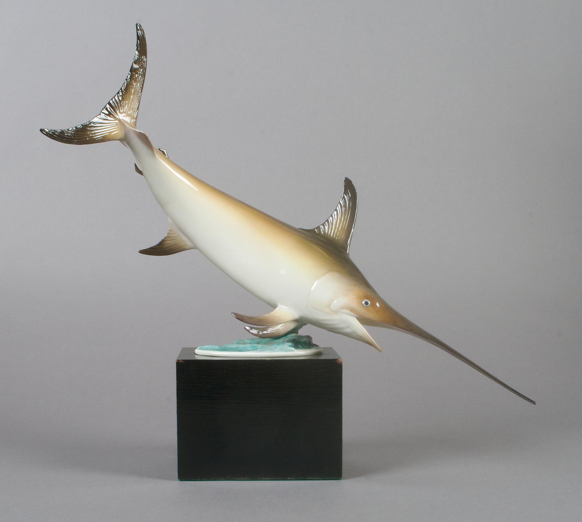 A Royal Worcester Sword Fish, Height 13 1/2 inches. Width 17 inches.