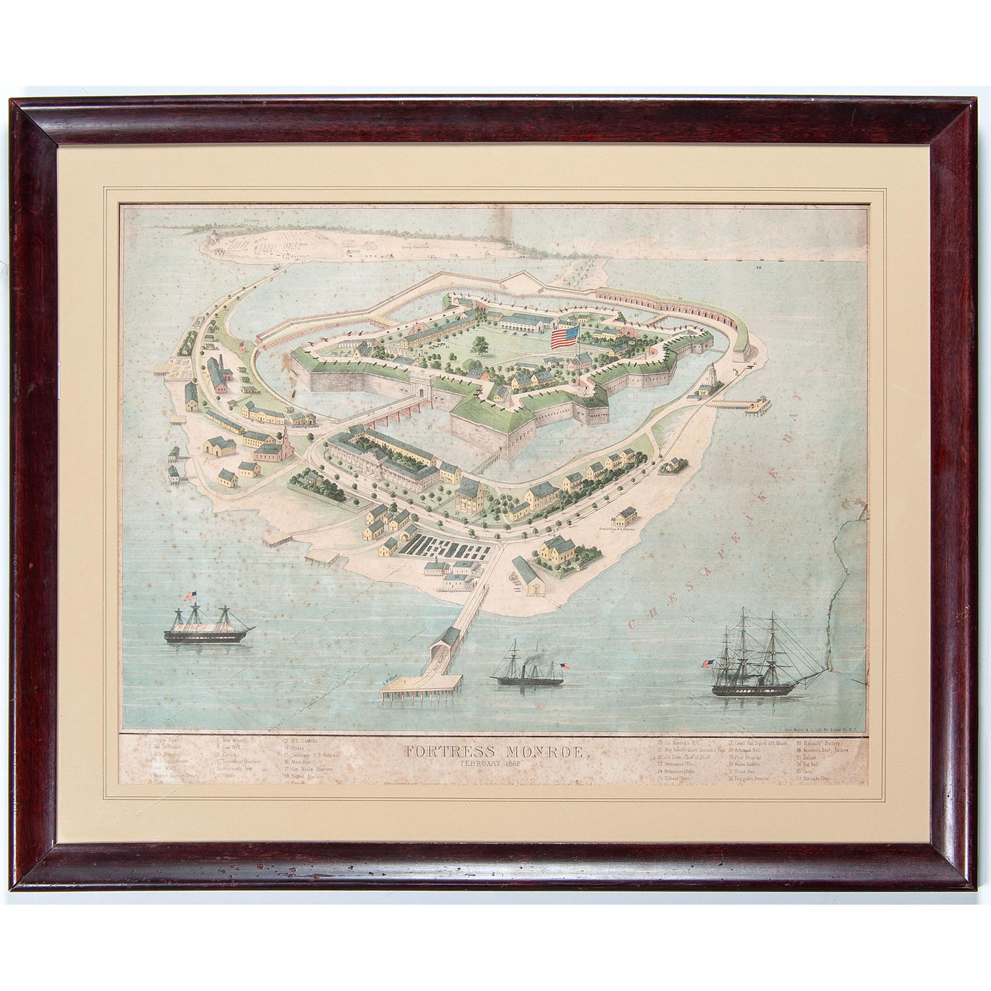 [CIVIL WAR]. Fortress Monroe, September 1862. New York: Jacob Cohen, 1862. Ferd. Mayer & Co. Lith.