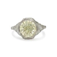Yellow Diamond, Diamond, and Platinum Ring