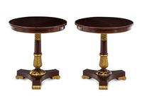 A Pair of Clive Christian Empire Style Parcel Gilt Pedestal Tables