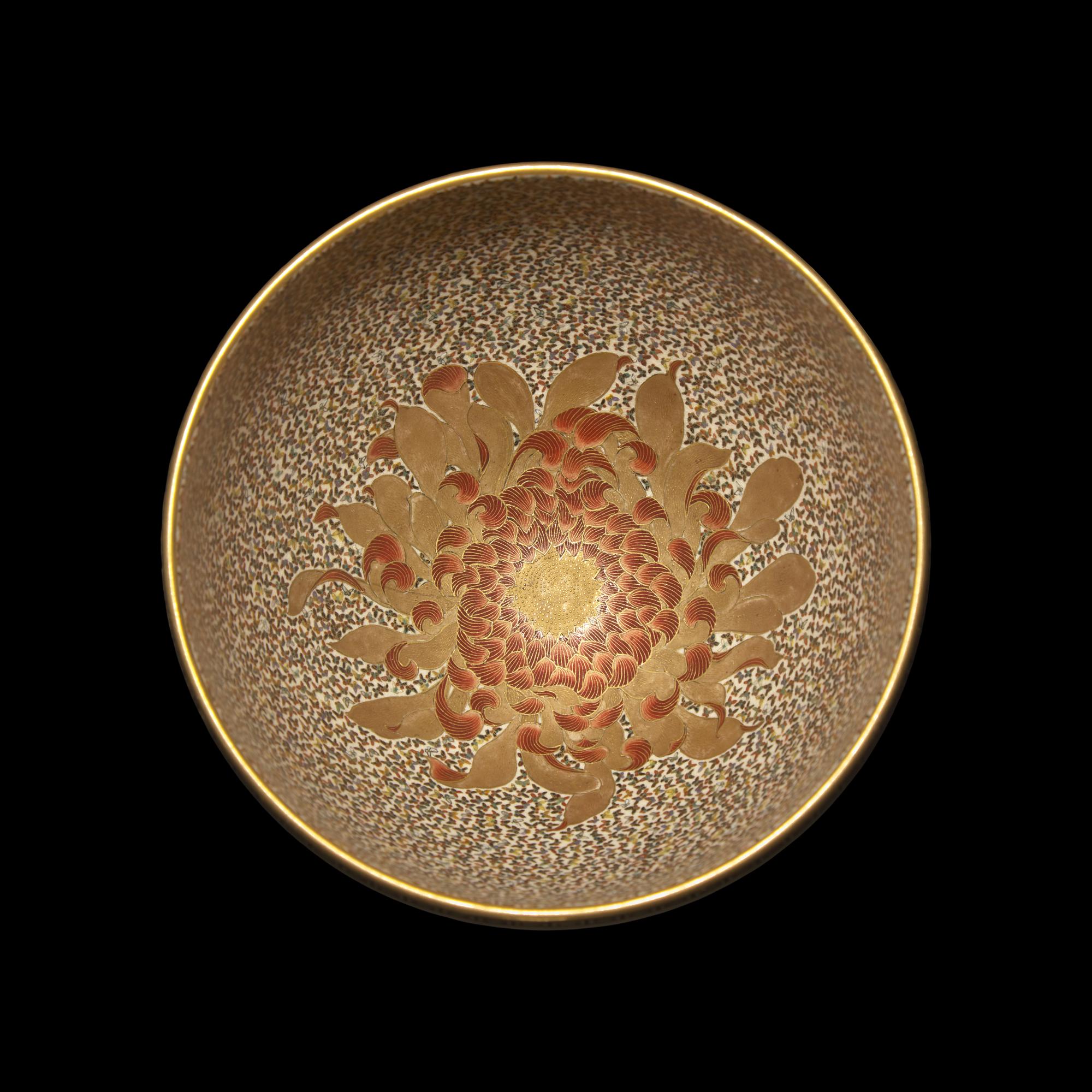 A Japanese Satsuma Type Enameled Pottery Momotaro Bowl, Yabu Meizan, Meiji Period