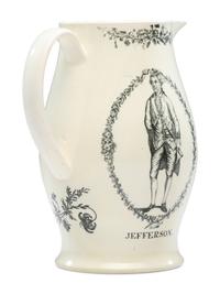 A Rare Liverpool Transfer-Printed Creamware 'Thomas Jefferson' Pitcher