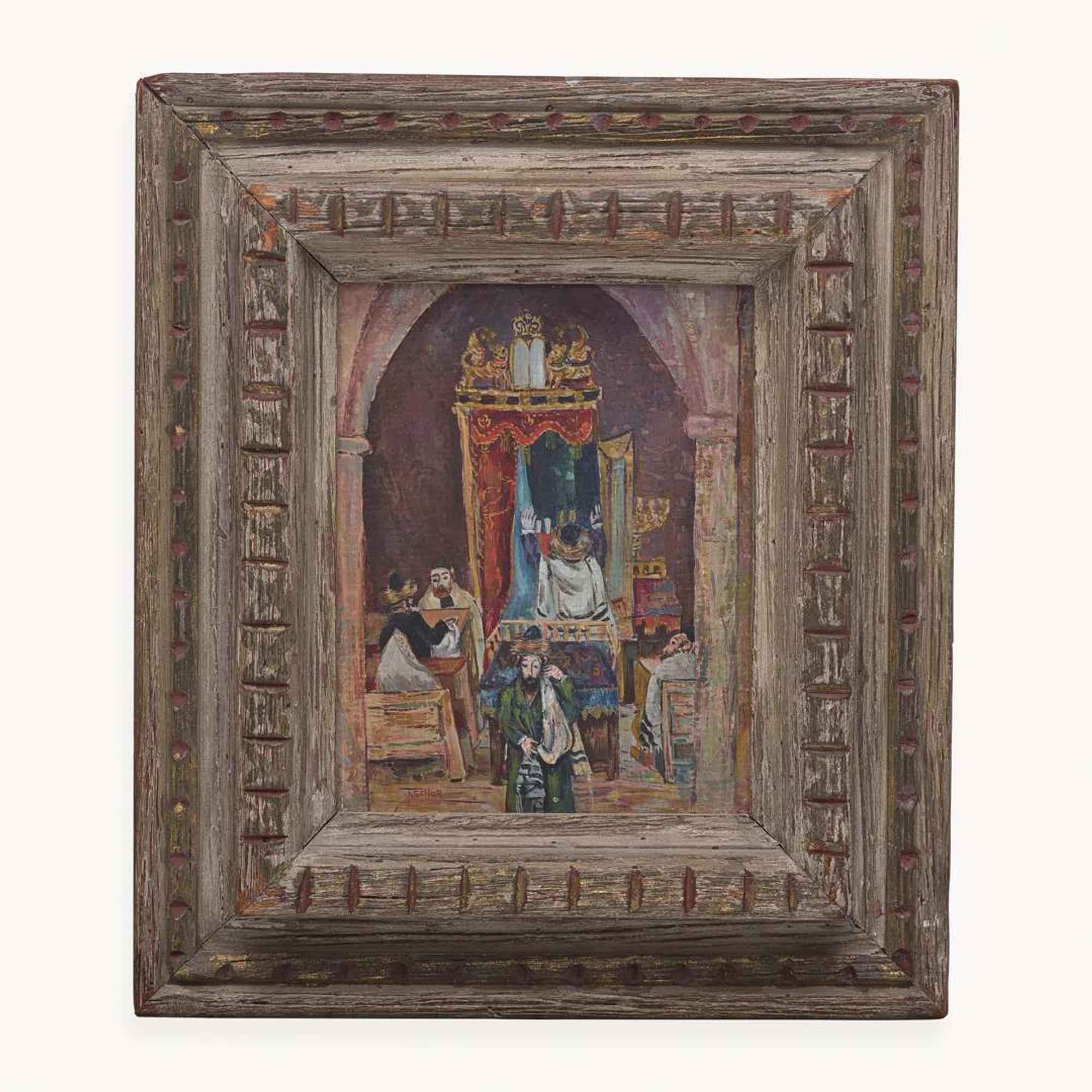 Ilya Schor (American, 1904-1961) Synagogue Interior