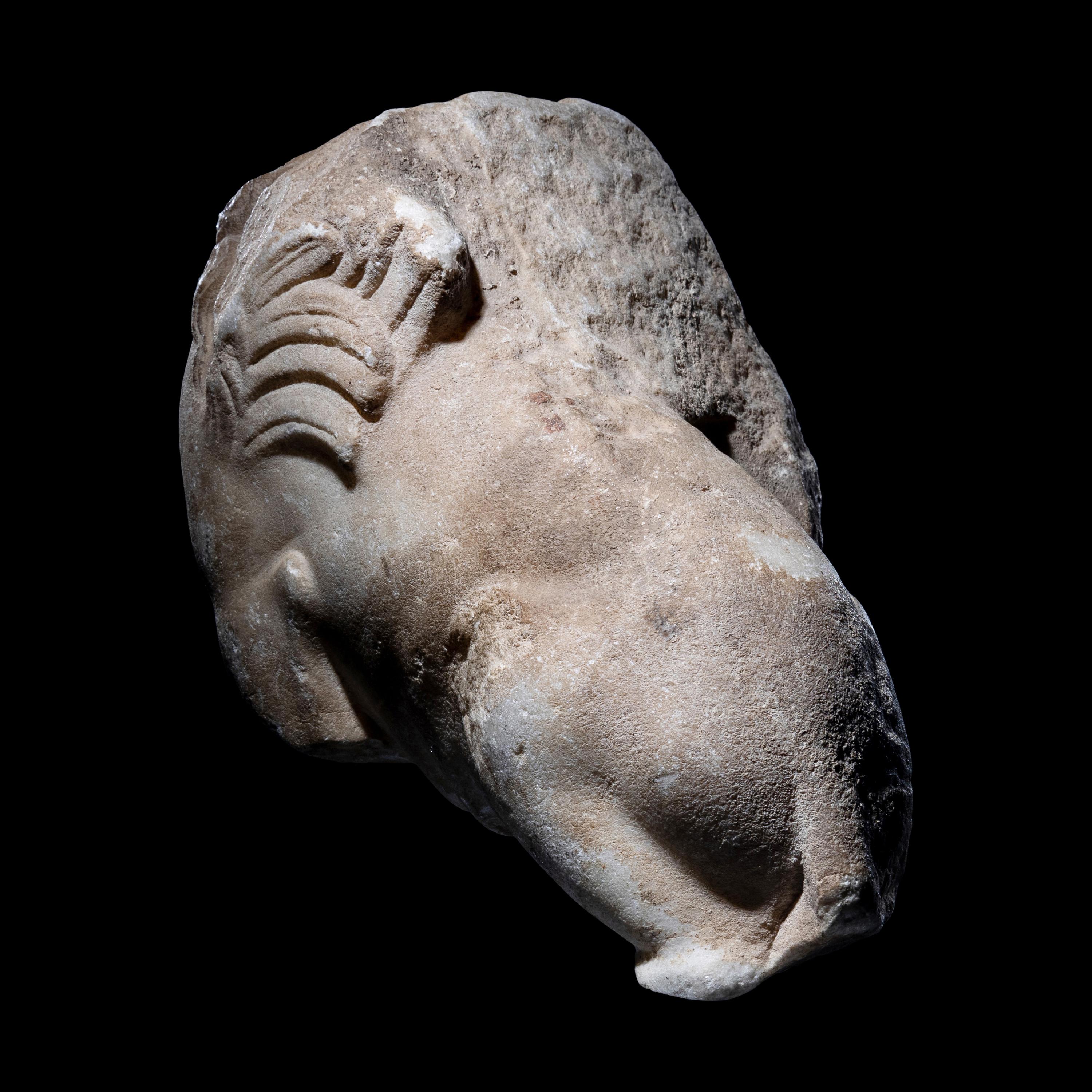 A Roman Marble Fragment of a Sphinx