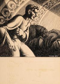 BOK, Hannes (1914-1964). Original "Nymph of Darkness" illustration for Weird Tales . 1939.