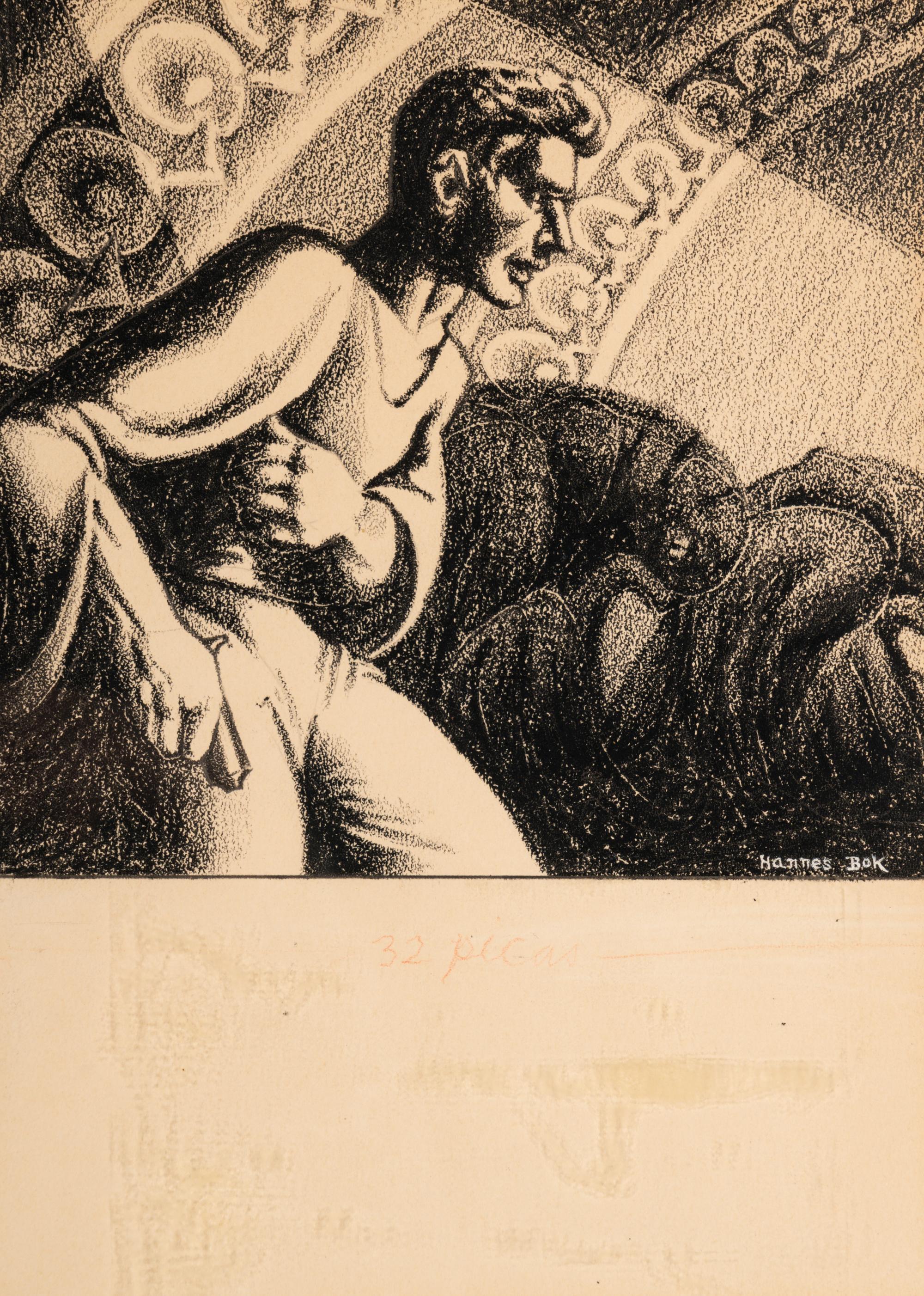 BOK, Hannes (1914-1964). Original "Nymph of Darkness" illustration for Weird Tales . 1939.