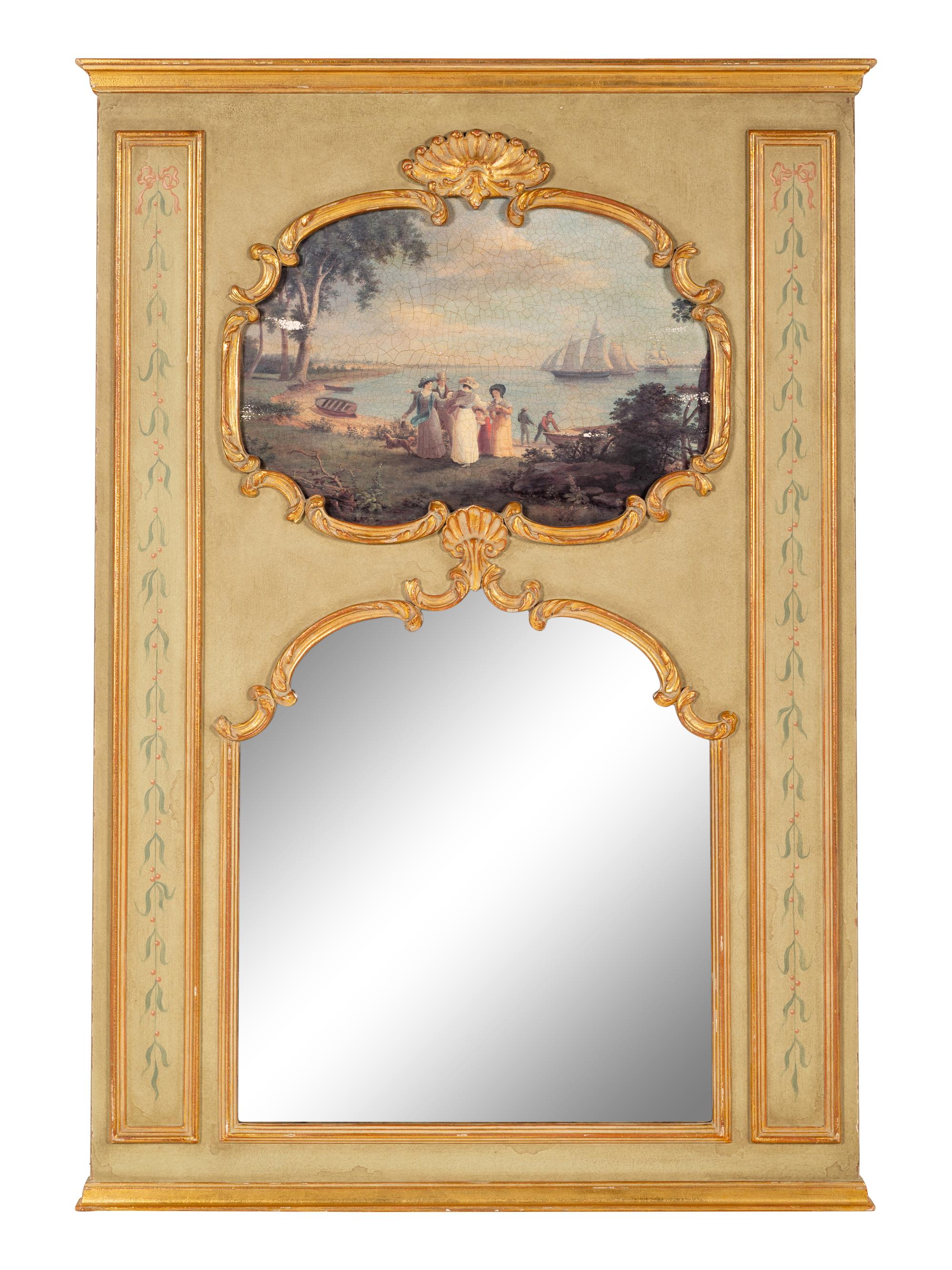 A Parcel Gilt Trumeau Mirror