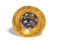 An Egyptian Enamel and Gold Disc Brooch