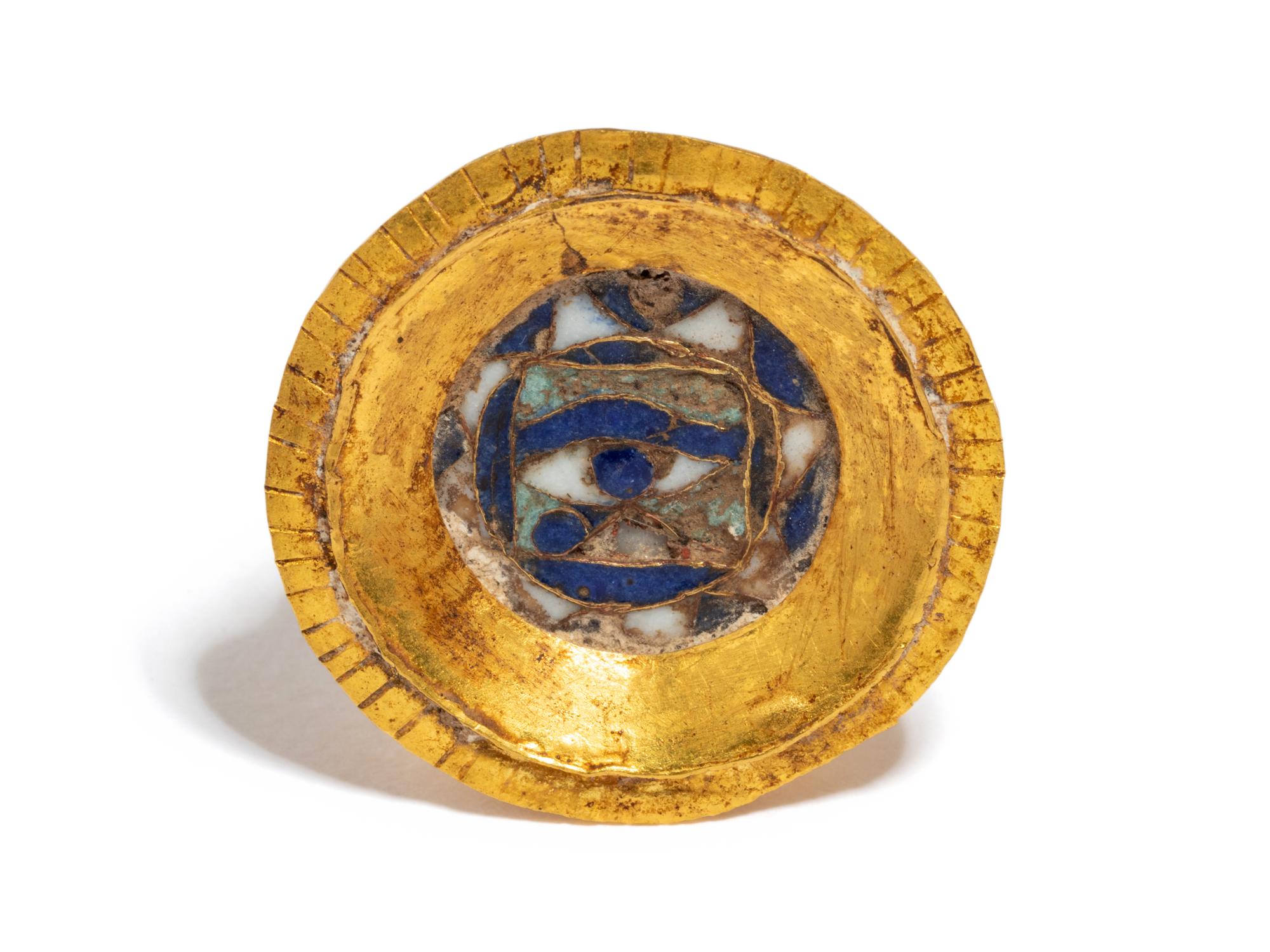 An Egyptian Enamel and Gold Disc Brooch