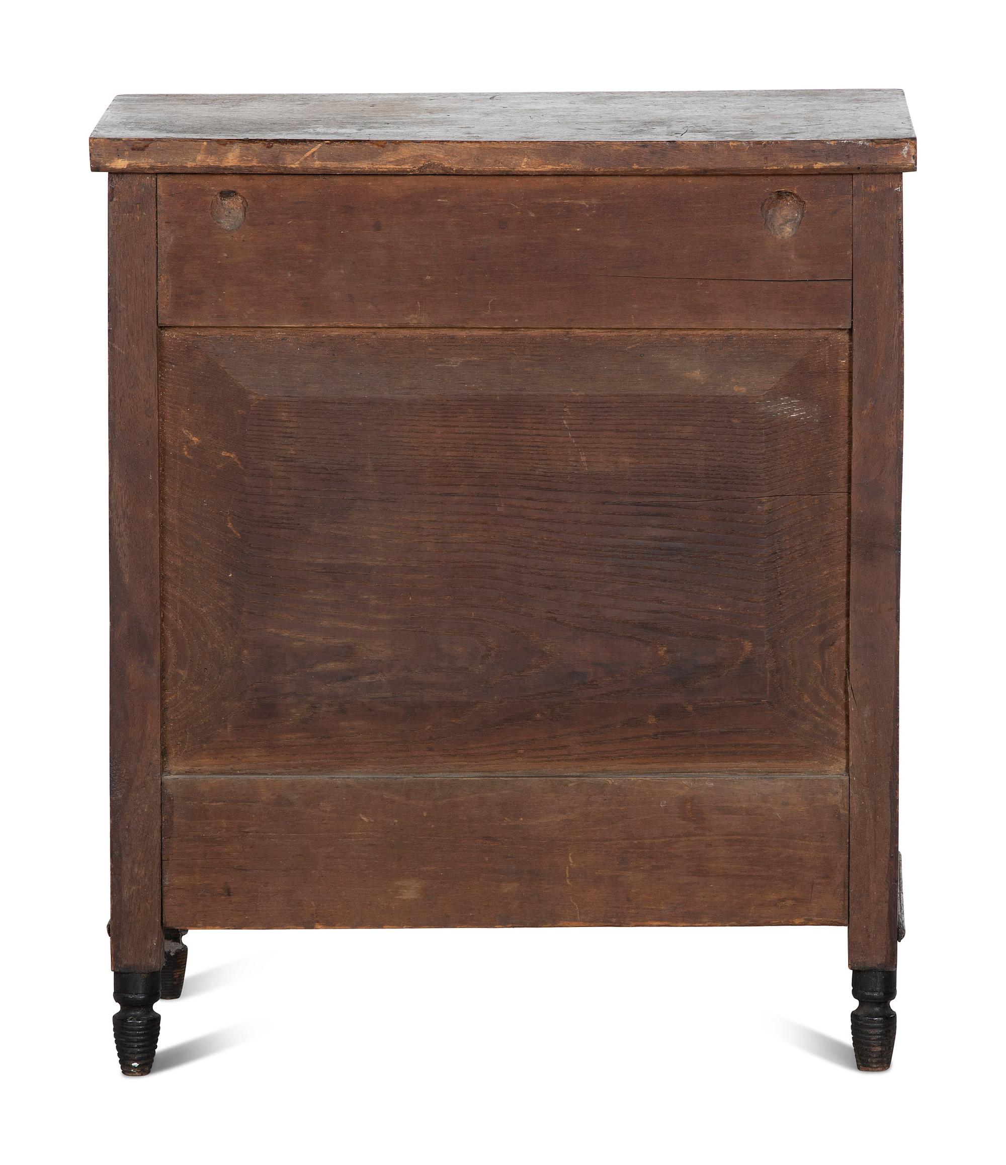 A Late Federal Parcel Ebonized Walnut Diminutive Child's Chest of Drawers
