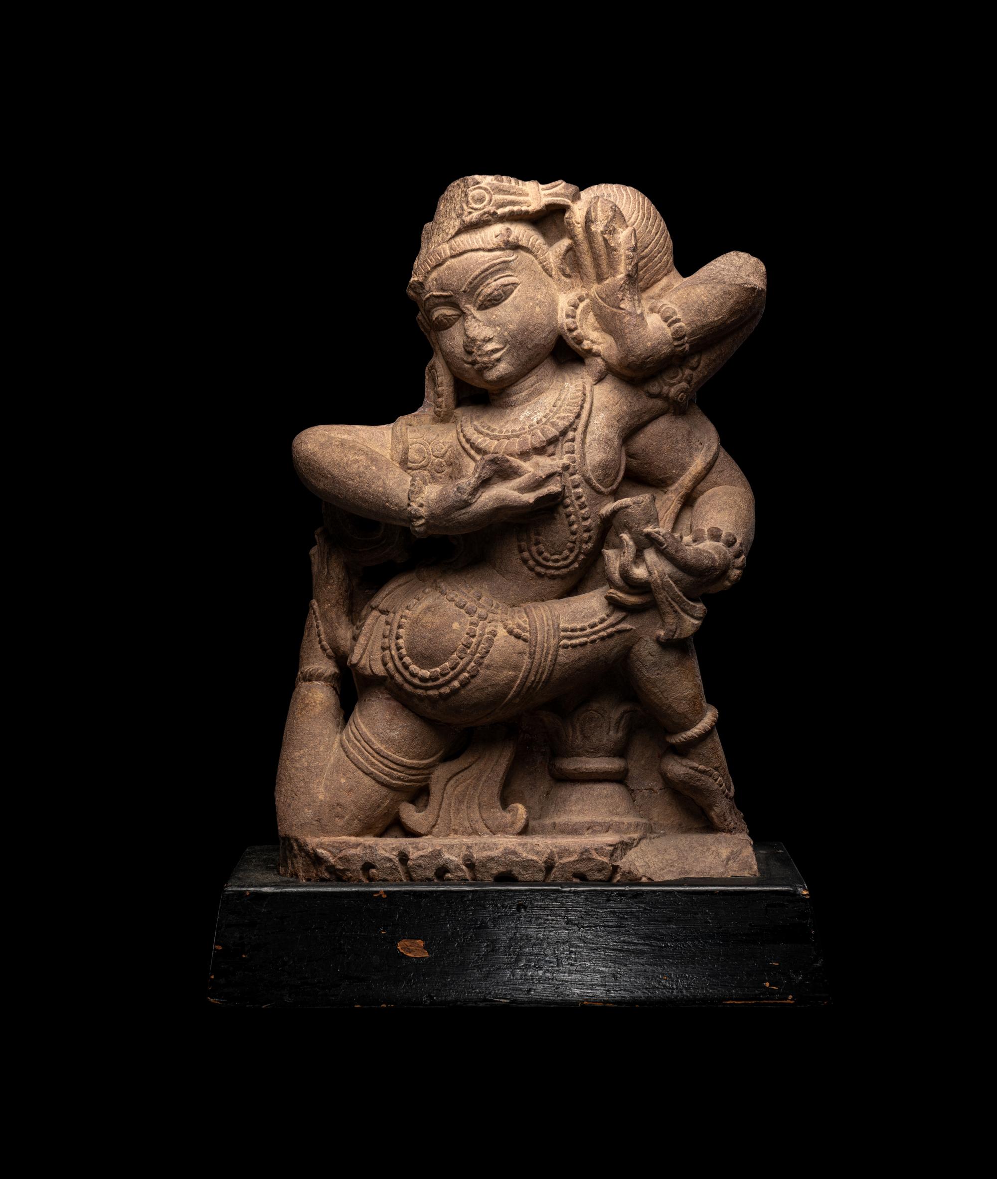 An Indian Sandstone Carving of a Female Deity