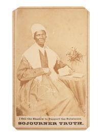 [TRUTH, SOJOURNER (1797-1883)]. CDV of Sojourner Truth with flowers. Uncredited: Michigan, 1864.