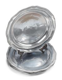 A Group of Twelve Pewter Scalloped Plates