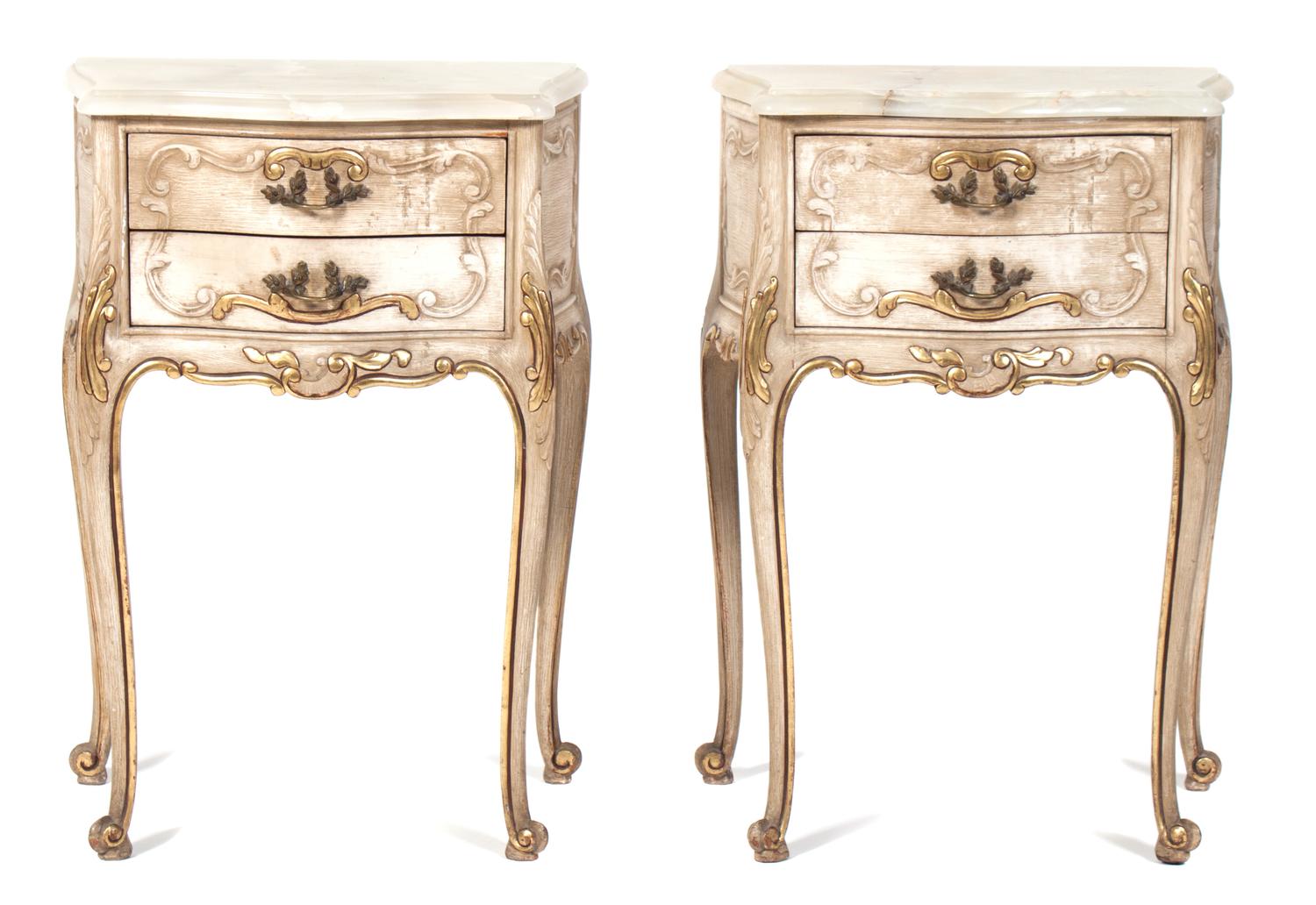 A Pair of Louis XV Style Painted Side Tables Height 27 inches. — 20TH CENTURY