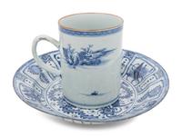A Chinese Export Kraak Ware Charger and a Blue and White Porcelain Mug