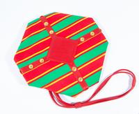 A Gianni Versace Red and Green Striped Hexagon Bag, Flat: 13.5" x 14"; Strap drop: 21".