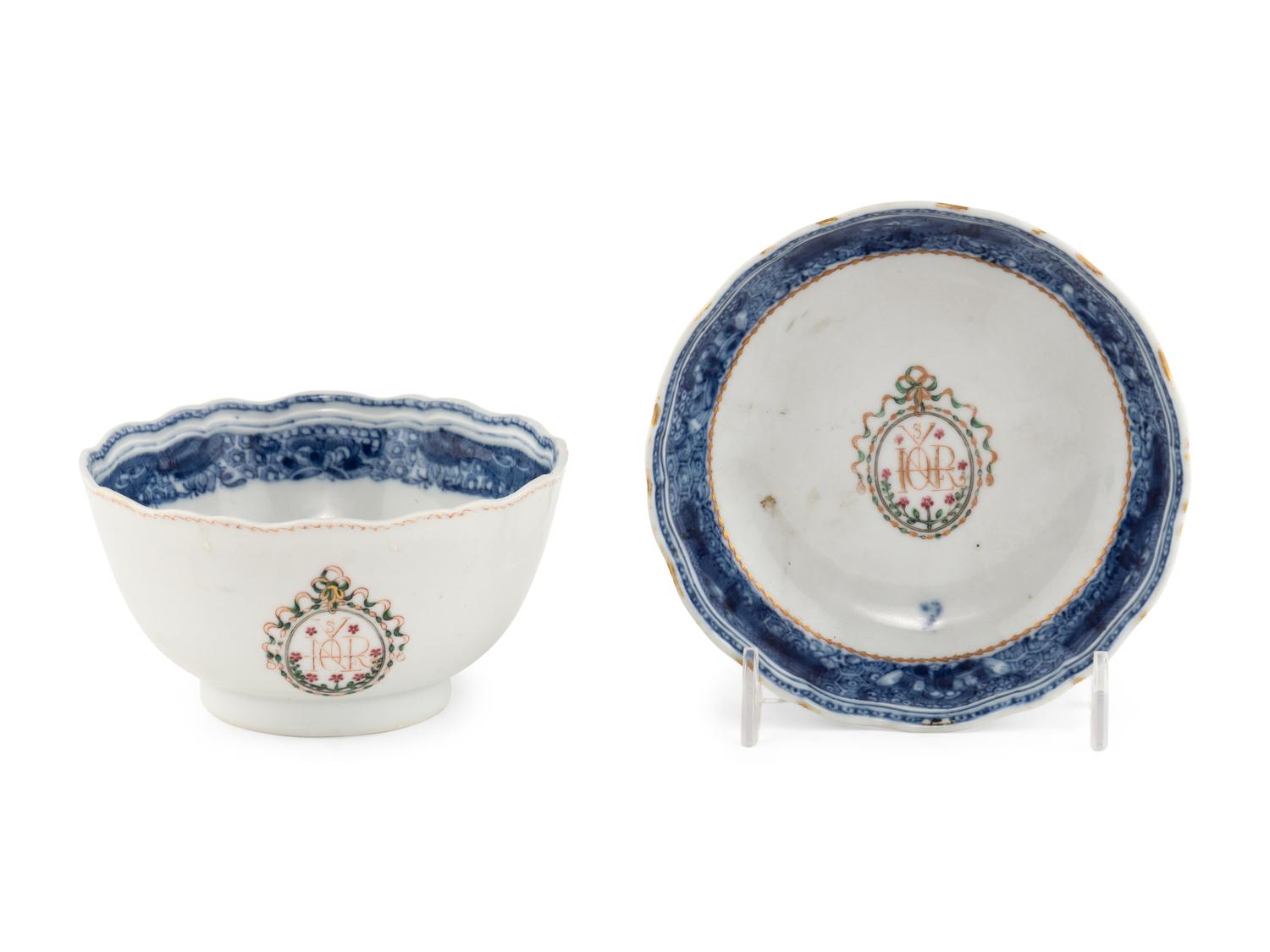 A Chinese Export Porcelain Tea Bowl and Saucer Commissioned by Sir Joshua Reynolds