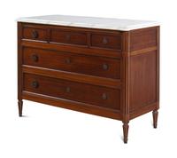 A Louis XVI Style Mahogany Marble-Top Commode
