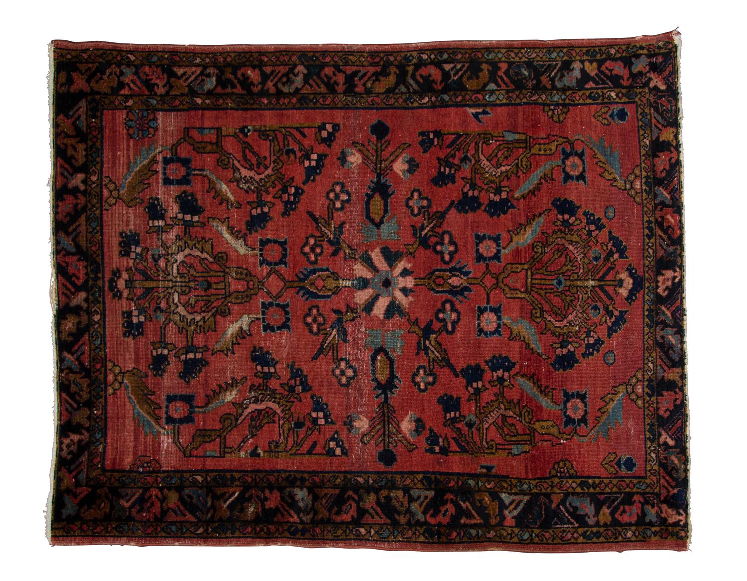 A Persian Wool Rug 4 feet 2 inches x 3 feet 6 inches.