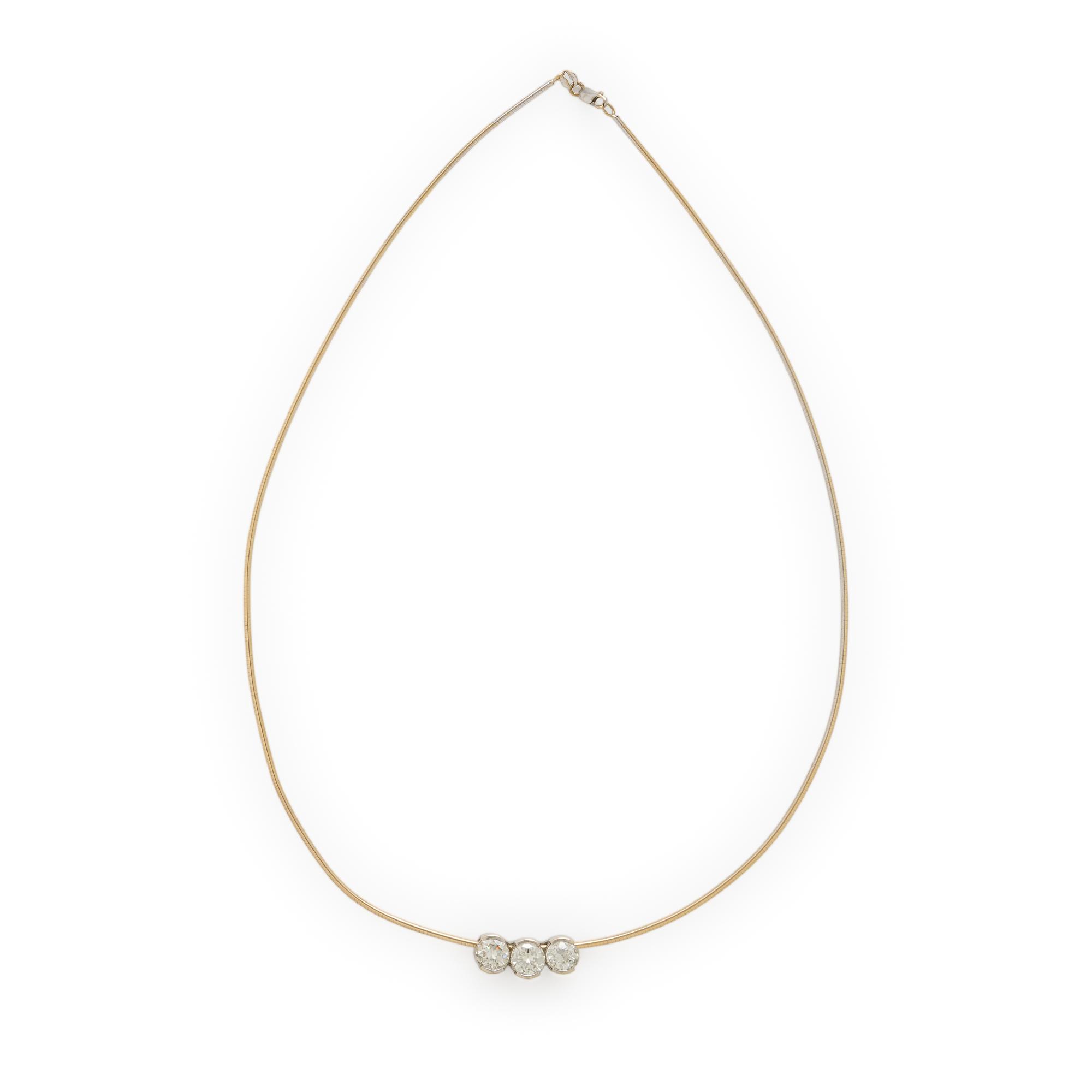 Diamond and Bicolor Gold Slide Pendant Necklace