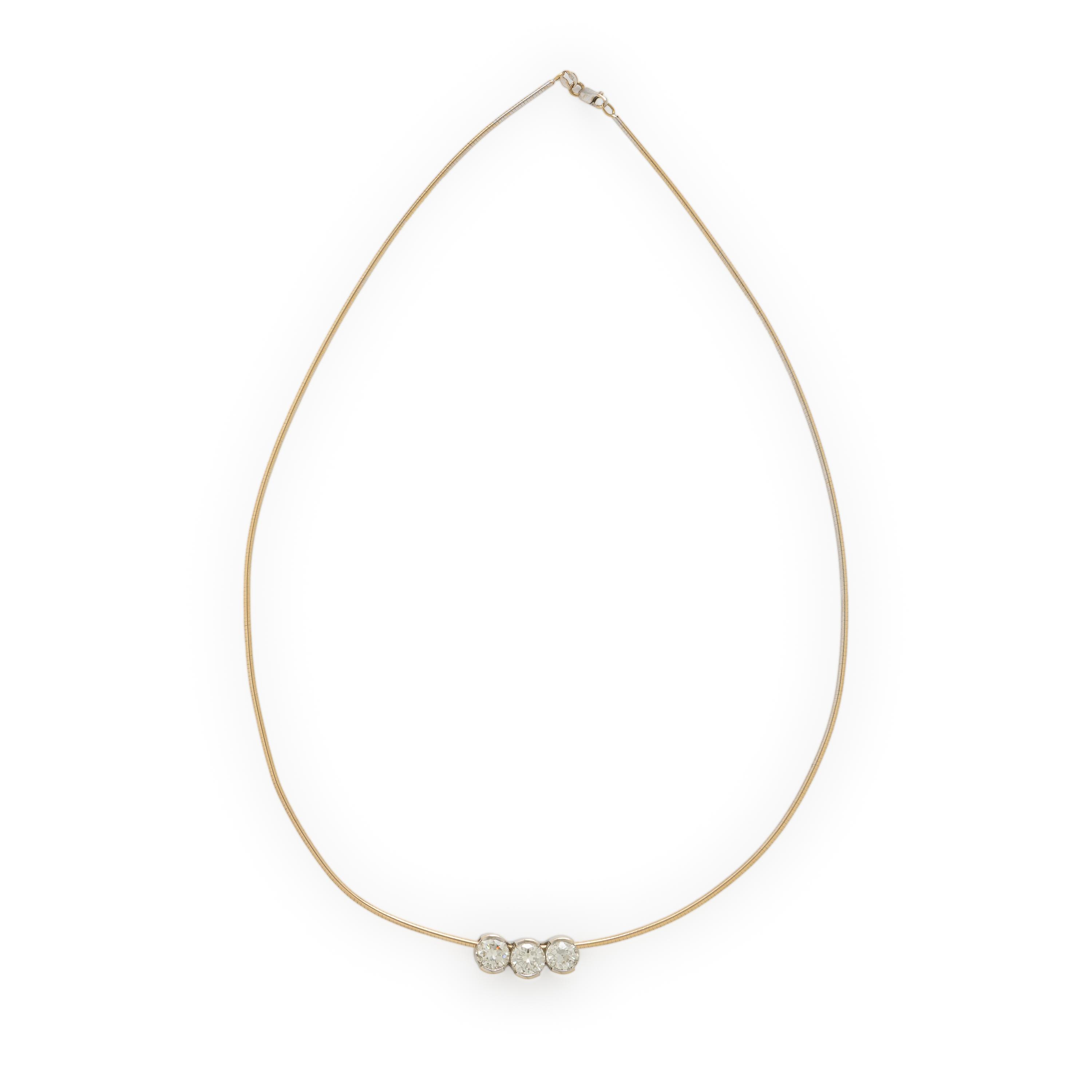 Diamond and Bicolor Gold Slide Pendant Necklace