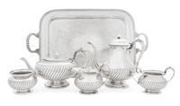 An American Silver Five-Piece Tea and Coffee Service, Durham Silver Co., New York, NY