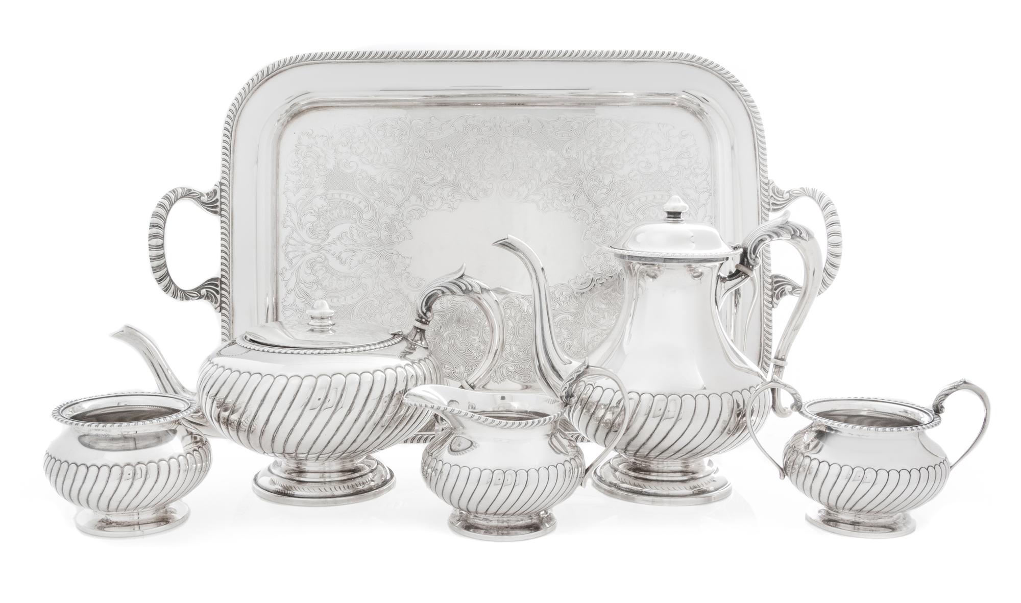 An American Silver Five-Piece Tea and Coffee Service, Durham Silver Co., New York, NY