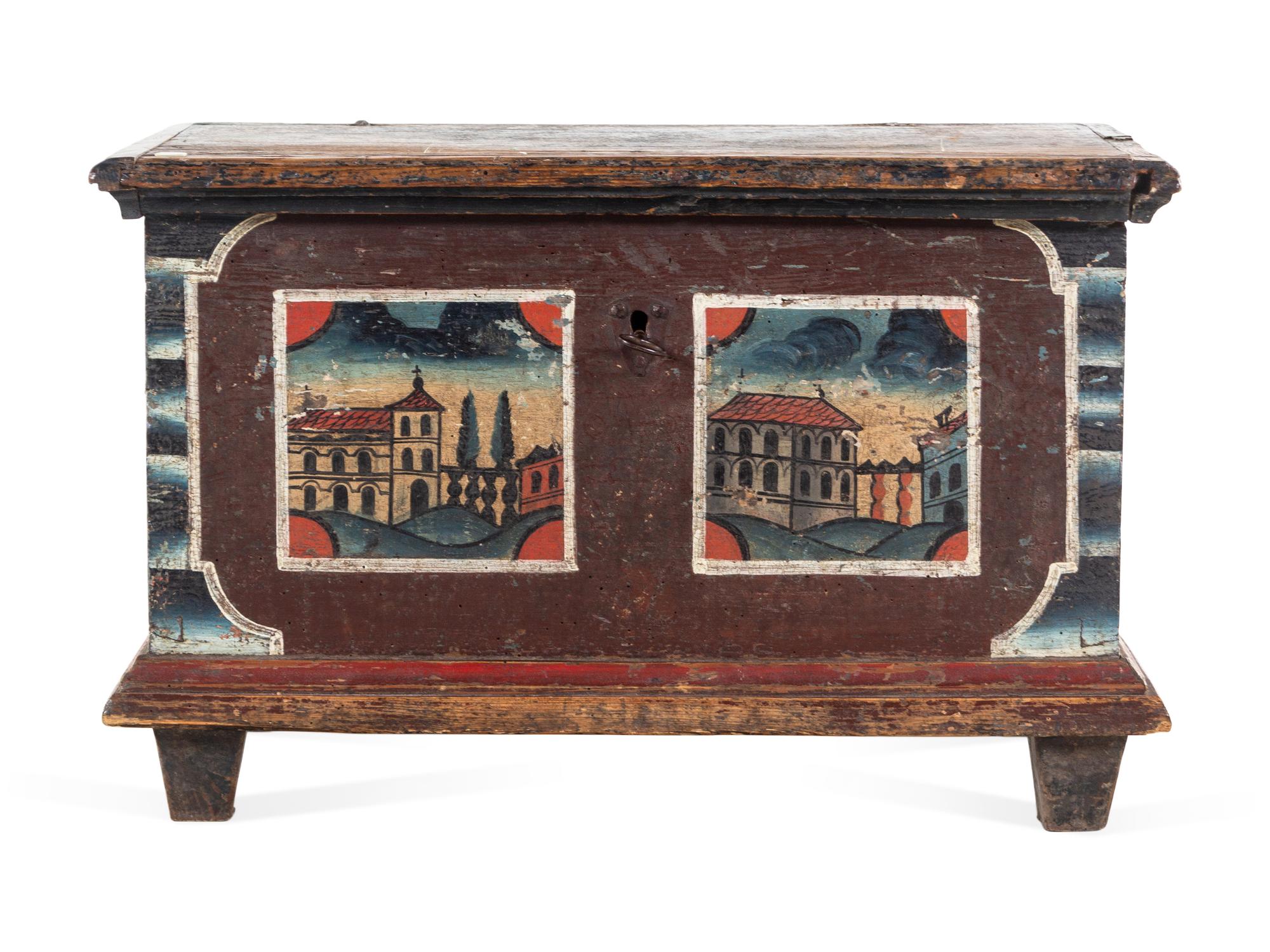 A Continental Painted Pine Blanket Chest