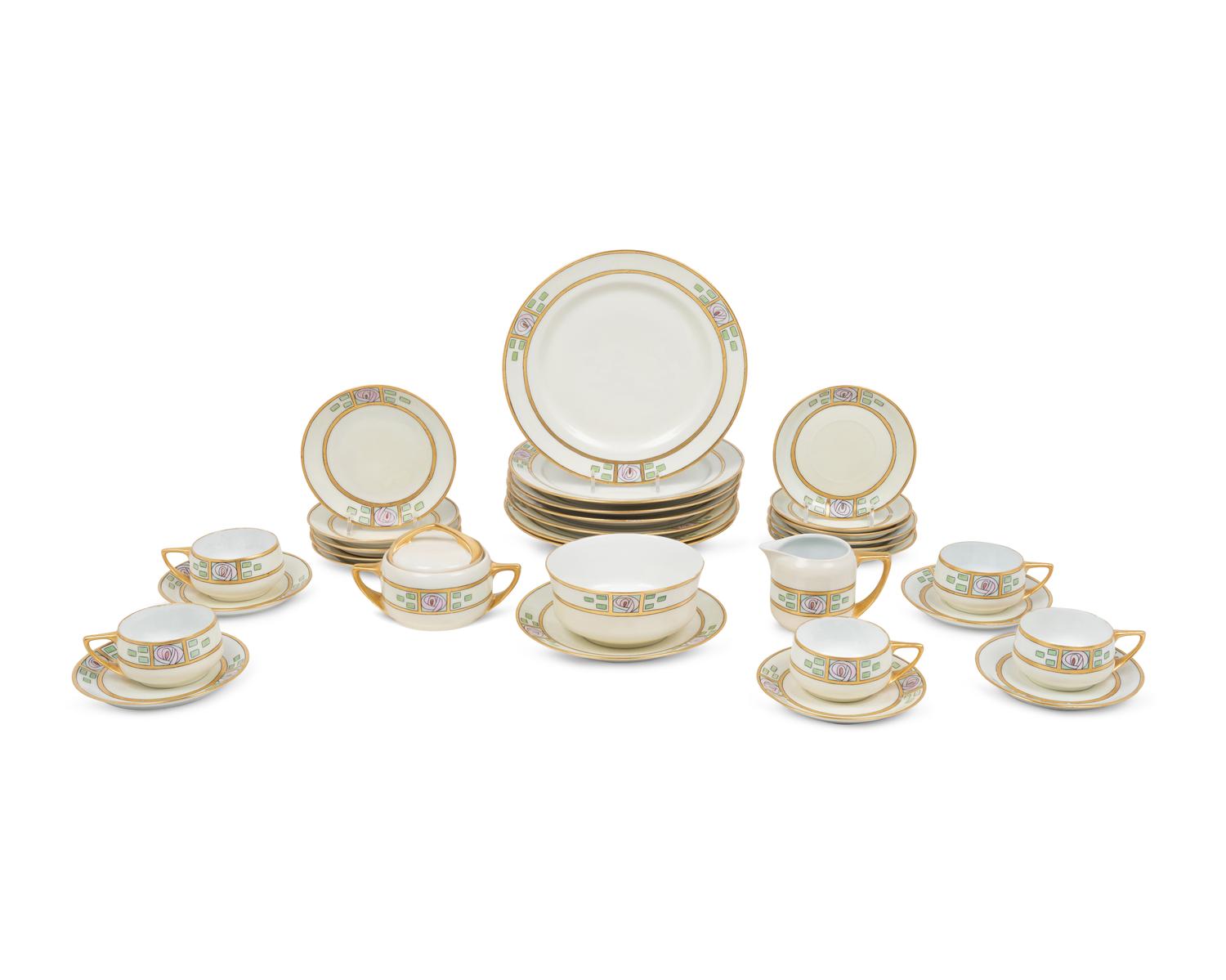 A Bavarian Hand-Painted Porcelain Luncheon Service