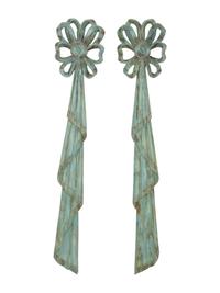 A Pair of French Carved and Painted Bow Knot Wall Plaques