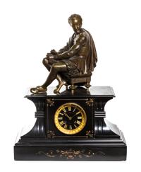 A French Gilt Bronze and Slate Figural Mantel Clock, Height 21 inches.