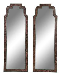 A Pair Queen Anne Style Marble-Framed Pier Mirrors