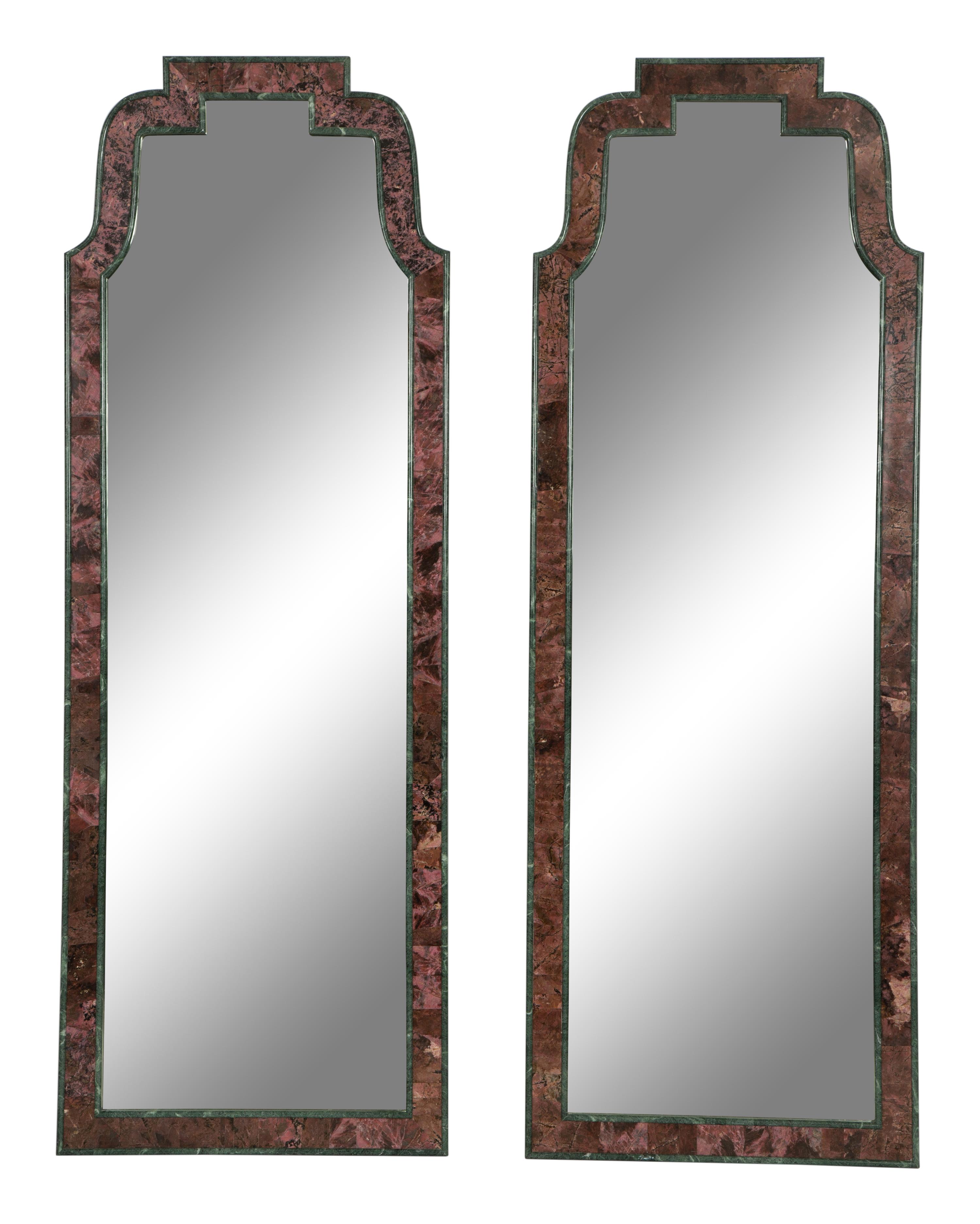 A Pair Queen Anne Style Marble-Framed Pier Mirrors