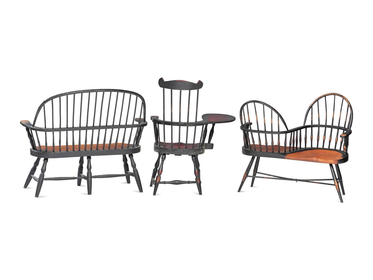 Seven Painted Windsor Doll's Chairs