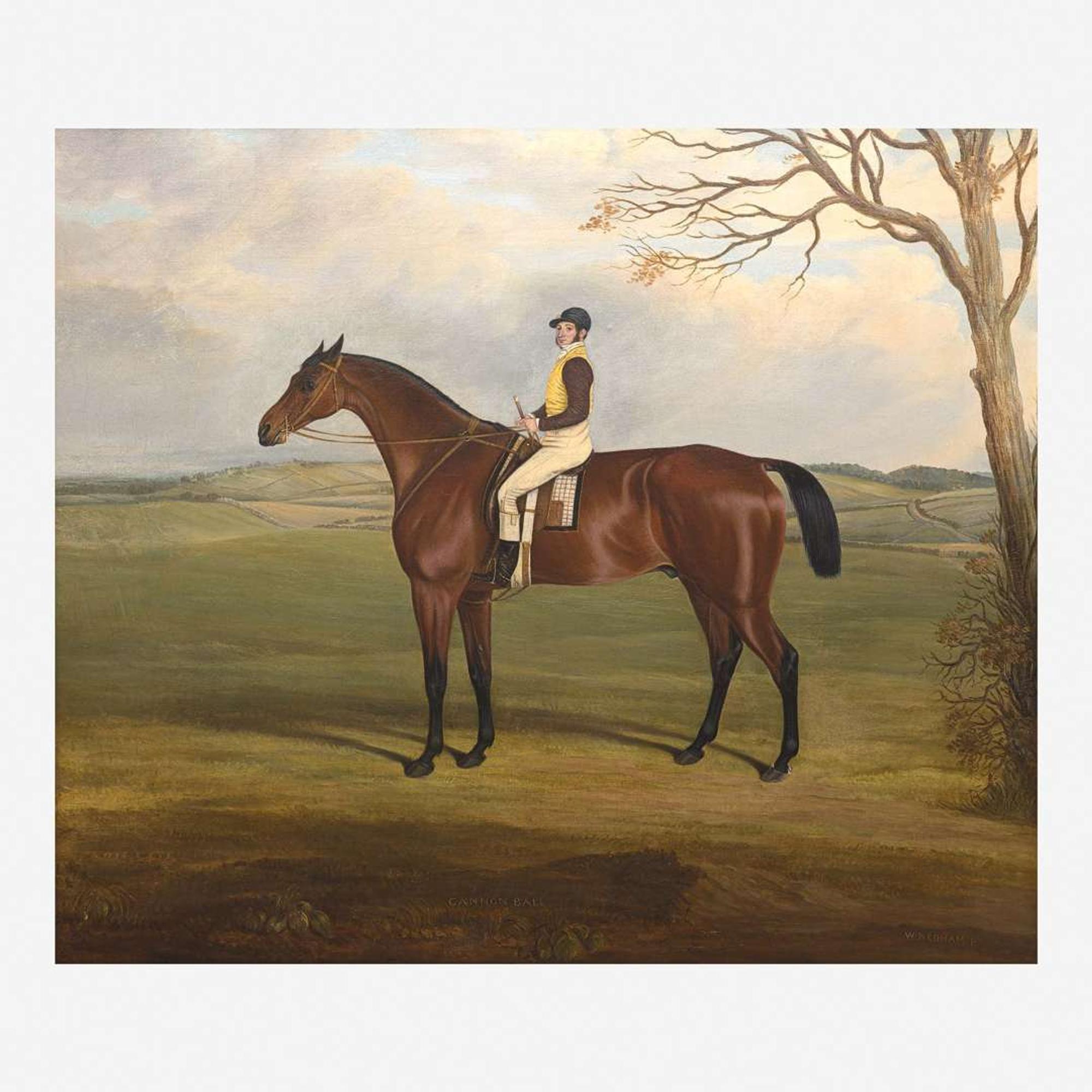 William Nedham (British, 1823-1849) Cannon Ball: A Bay Racehorse with Jockey Up