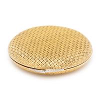 VAN CLEEF & ARPELS, YELLOW GOLD AND DIAMOND COMPACT WITH SUEDE SLIP COVER