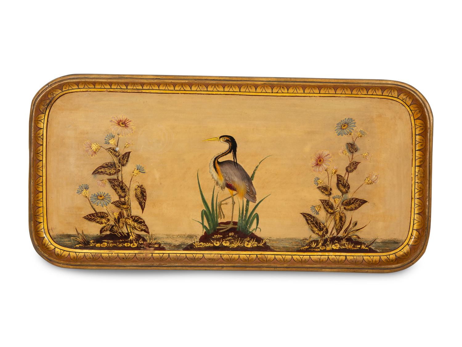 An English Gilt Decorated Papier Mache Tray