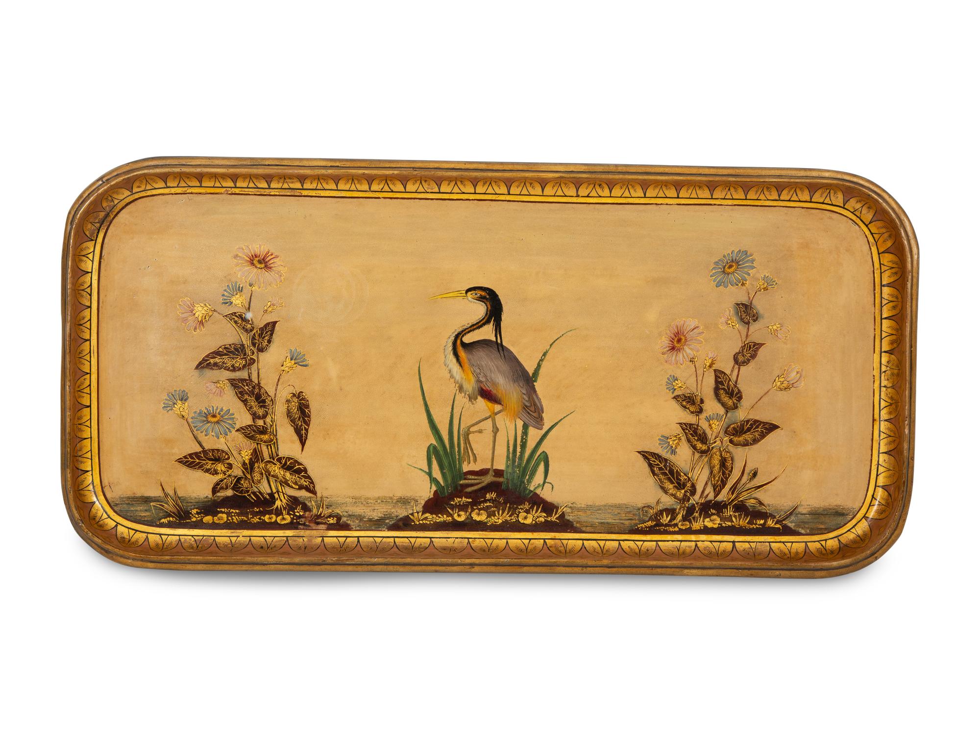 An English Gilt Decorated Papier Mache Tray