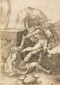 Lucas van Leyden, (Dutch, 1494-1533), Cain Killing Abel, 1529; The Temptation of Saint Anthony, 1509; Mary Magdalen in the Desert, c. 1