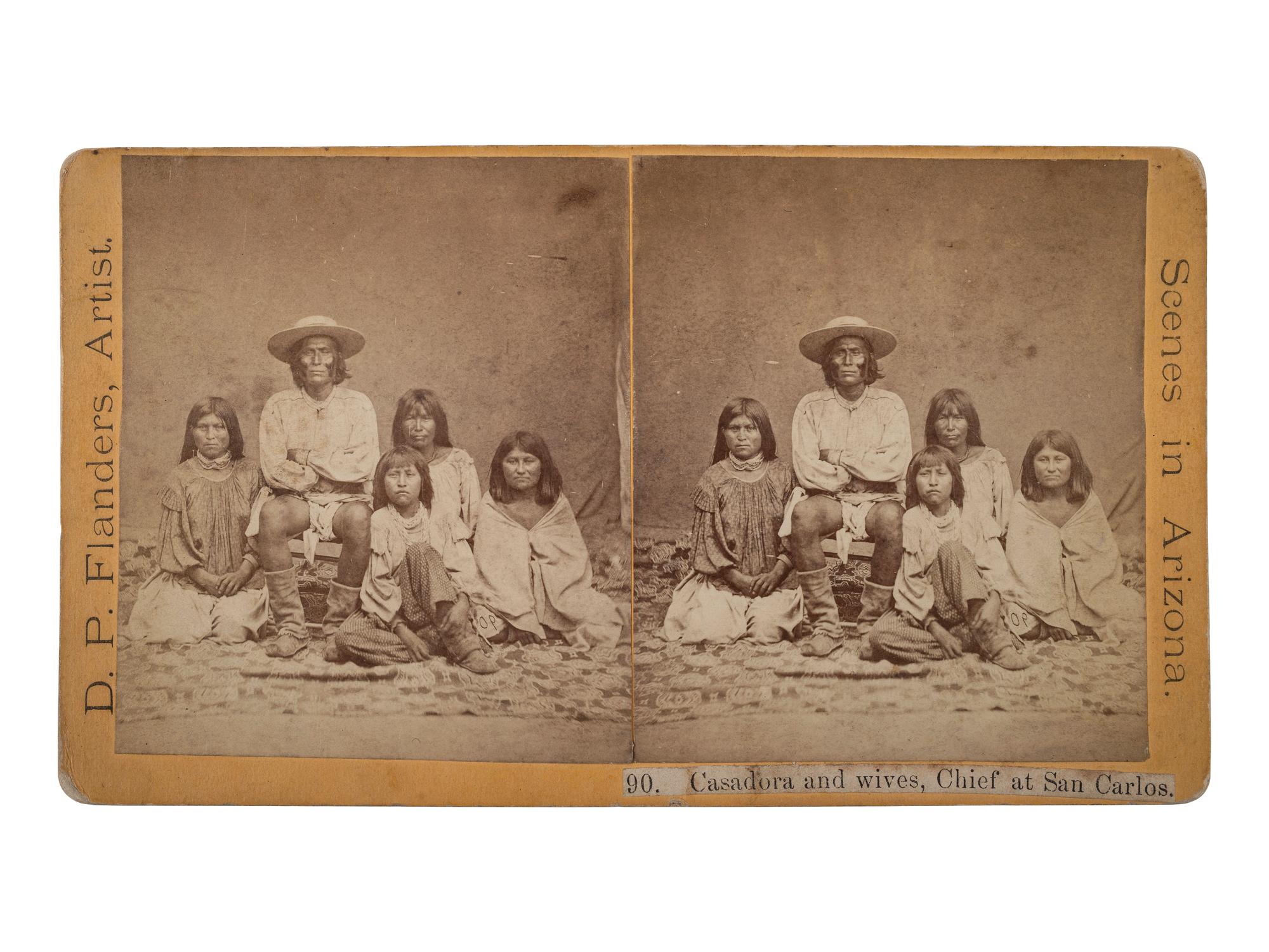 [NATIVE AMERICANS]. FLANDERS, D.P., photographer. Casadora and wives, Chief at San Carlos . Arizona: [Summer 1874].