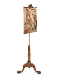 A George II Style Pole Screen with a Needlepoint Panel