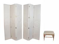 A Pair of Upholstered Three-Panel Floor Screens