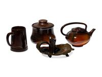 Four Artist Decorated Rookwood Pottery Standard Glaze Table Articles