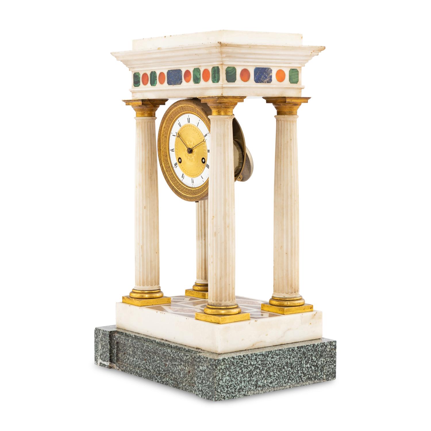 An Empire Style Specimen Marble Portico Clock
