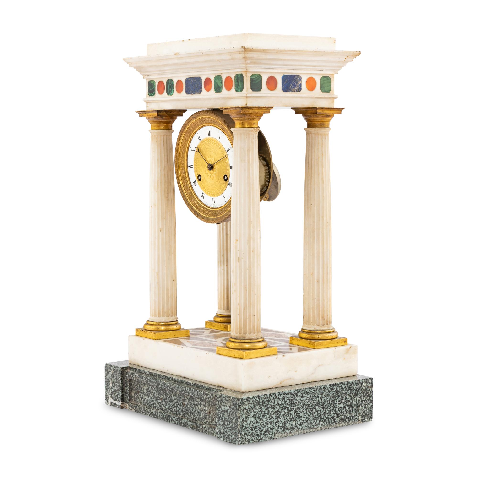 An Empire Style Specimen Marble Portico Clock