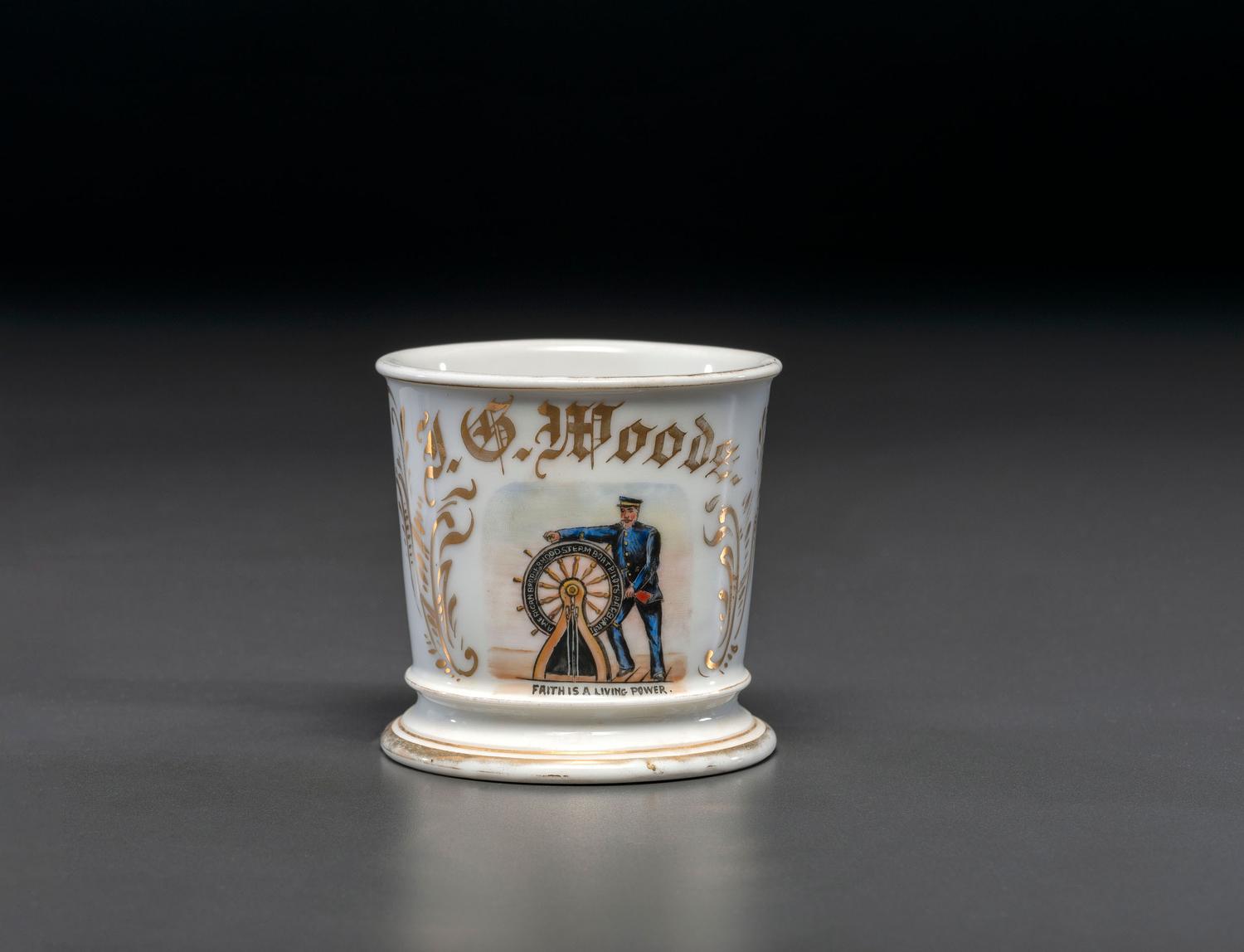 A Steamboat Pilot's Porcelain Occupational Shaving Mug