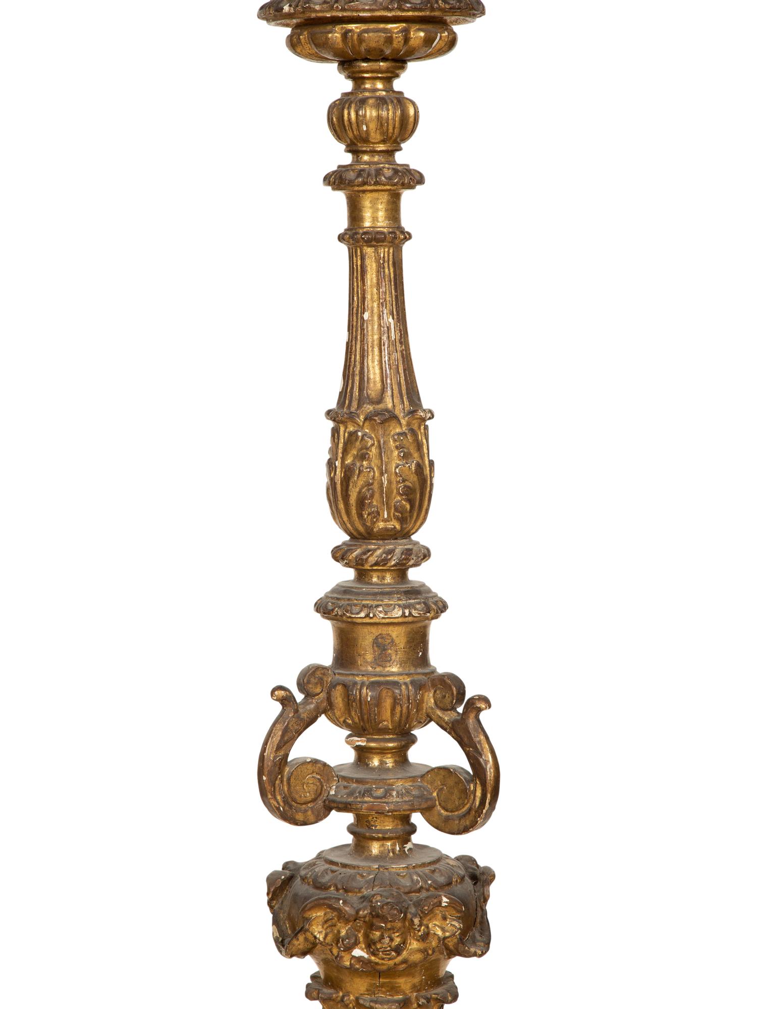 A Venetian Painted and Parcel Gilt Lantern on Stand