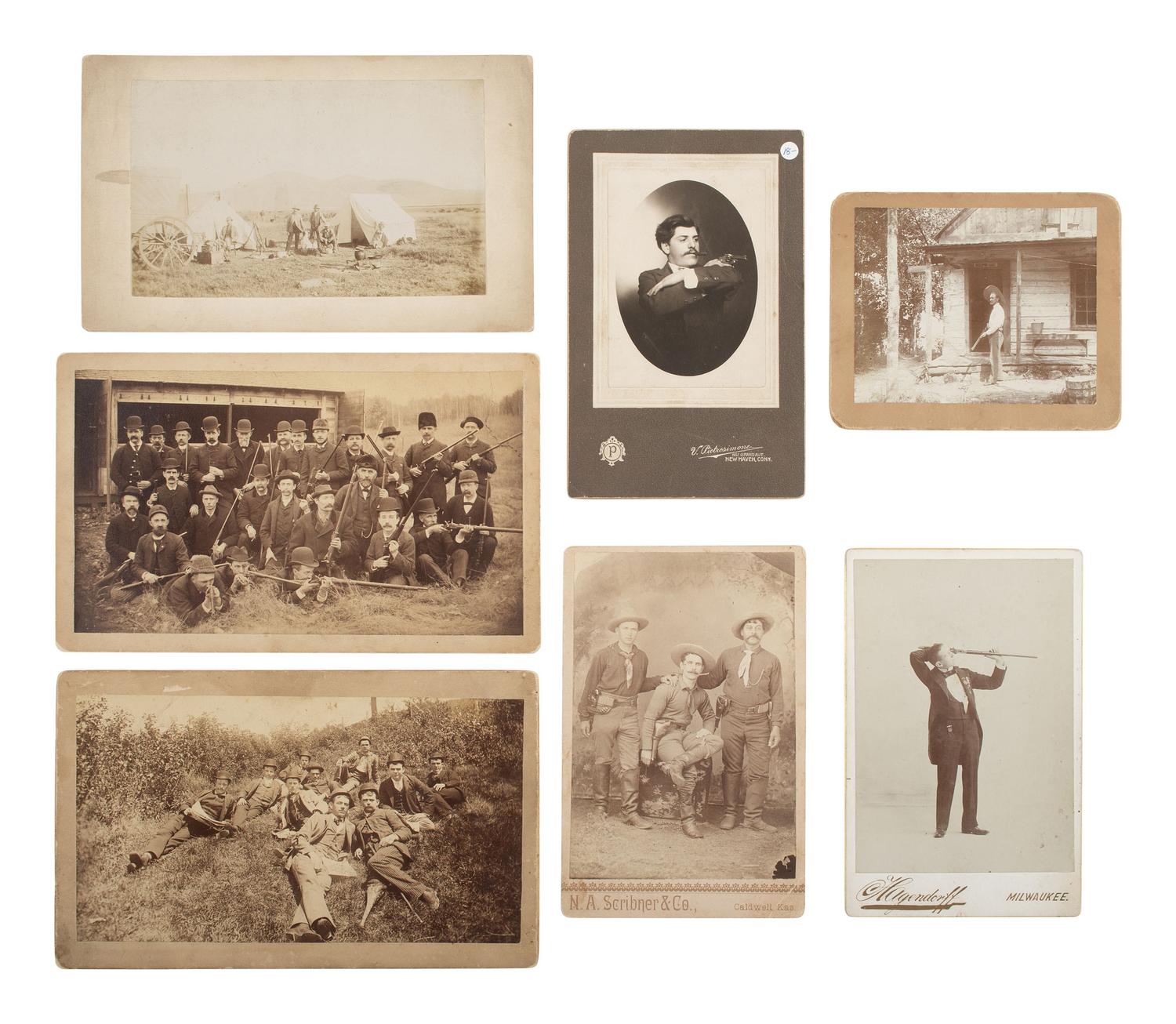 [WESTERN AMERICANA]. 16 photographs of cowboys, armed subjects, and other curious characters.